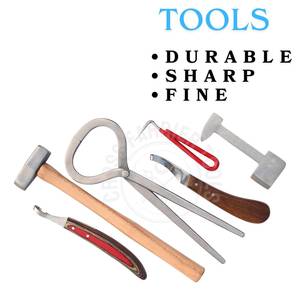 Kit d'outils de fermeur robuste avec marteau de fermeur, pince à crins, outil de test de sabot, couteau à abcess, couteau courbé et pioche - Product Image 5