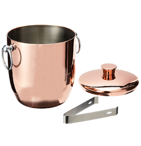 <b>Copper</b> Hammered Wine Ice Bucket with Wood <b>Knobs</b> Double Wall Vacuum Insulated LED Lit Customizable Capacity - Product Image 5