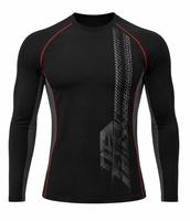 Rashguard Sport Homme Manches Longues Col Rond Coupe Slim Écologique Anti-UV Séchage Rapide Imprimé Numérique Noir Rouge Gris Polyester Spandex