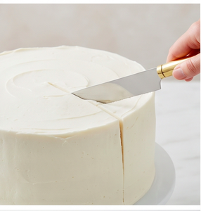 Ensemble de 2 couteaux et spatules à gâteau en acier inoxydable avec manche en laiton doré pour cérémonie de mariage et usage domestique - Product Image 5
