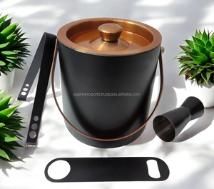 Ensemble de shaker à cocktails noir de qualité supérieure avec boîte à glace – Kit de barman en acier inoxydable (6 pièces) Vente en gros - Product Image 3