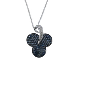 Collier pendentif chaîne à maillons en argent sterling avec diamants blancs et bleus naturels de 0,92 ct pour femme JEWELSPAARK, idéal pour mariage et fiançailles - Product Image 1