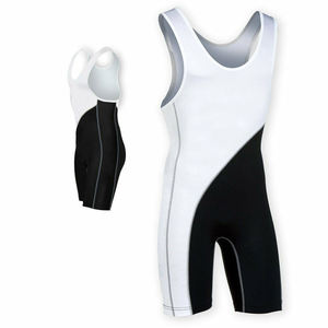 Men's Fitted One-Piece Wrestling Singlet Black Plain Dyed Stretch Spandex Nylon Athletic Wear <b>Adult</b> Size - Product Image 6
