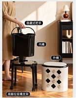 Poubelle surélevée sans accoudoirs, avec seau intérieur amovible et roulettes, couvercle inclus, pour cuisine et salon