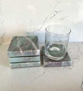 Luxury Quartzite <b>Square</b> Coaster Set With Natural Stone Finish For Home Decor <b>Coffee</b> <b>Table</b> Protection Tea <b>Coffee</b> Use - Product Image 3
