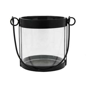 Farol redondo de vidrio y metal para la sala de estar del hogar y la mesa de boda, iluminación decorativa de suelo, farol de metal. - Product Image 1