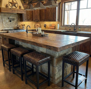 Tabouret de bar vintage en cuir et fer, design industriel moderne pour cuisine, hôpital, centre commercial, hôtels, salle à manger, extérieur, salon - Product Image 4