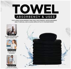Toalla de Baño de Algodón Negro para Hotel, Suave y Absorbente, Premium, 580 GSM, 70x140 cm, Stock UE - Product Image 1