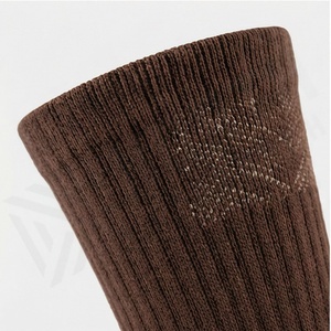 Brown Crew <b>Socks</b> Solid Color Knitted Breathable Cotton Polyester Spandex Adult Casual Daily Wear Autumn Style - Product Image 4