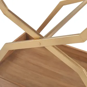 Chariot de restauration en métal fait main de qualité supérieure avec construction de qualité commerciale, roues lisses, étagères spacieuses, design moderne en bois - Product Image 2