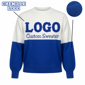 Soft 100% Cotton Fleece Breathable Blue White Chenille Embroidery Sorority Sweater Women Cardigan <b>Custom</b> V-neck College Greek - Product Image 1