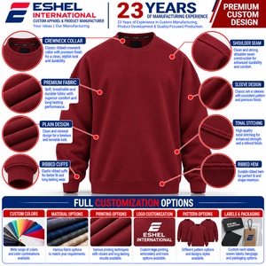Sweat-shirt d'hiver uni doublé sur mesure à coupe classique |   Tissu en molleton 100% coton 180g, écologique, col rond, couleurs personnalisées - Product Image 1
