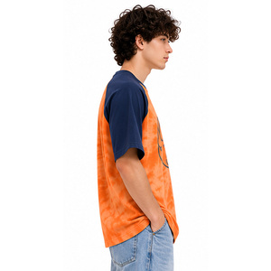 <b>Mens</b> <b>Tie</b> <b>Dye</b> Raglan <b>T</b> <b>Shirt</b> 100% Cotton Contrast Sleeve Crew Neck Graphic Print Streetwear Urban Wholesale Manufacturer EAZWEARS - Product Image 3