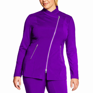 Ensemble de vêtements médicaux pour infirmières, veste zippée de haute qualité personnalisée, hauts à manches longues à col en V extensible, pantalon de jogging pour femmes - Product Image 5