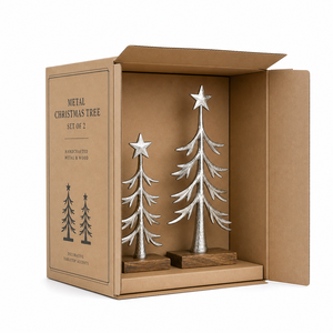 Handcrafted Metal <b>Christmas</b> Tree Figurine with Wooden Base, Holiday Home Decor, Tabletop Ornament for <b>Christmas</b> Decoration Gifts - Product Image 5