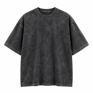 Camiseta de algodón lavado oversize para hombre, manga corta, cuello redondo, estilo casual, lisa, de punto jersey, color sólido, vintage - Product Image 3