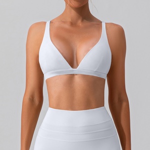 Sujetador deportivo reversible con cuello en V para mujer, talla grande, suave, adelgazante, de secado rápido, con soporte, a prueba de golpes, transpirable, para yoga y deportes - Product Image 4