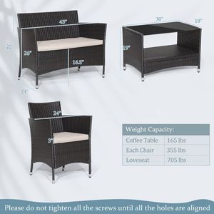 Set da Giardino a 4 Pezzi con Cuscini Morbidi e Piano in Vetro Temperato - Product Image 5