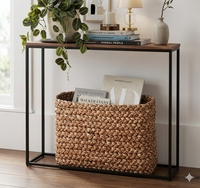 Table console moderne en bois PB avec pieds en métal noir, design minimaliste pour entrée, salon, meubles Lumetal Vietnam