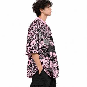 <b>Men's</b> Breathable Plus Size <b>Pink</b> Graphic Print Oversized Hip Hop T-<b>Shirt</b> Short Sleeve Cartoon Streetwear Tee - Product Image 3