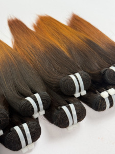 Extensions de cheveux vierges humains en gros, couleur ombrée, lisses comme des baguettes, tissées à la machine, bicolores marron - Product Image 6