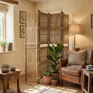 Handcrafted Bamboo Room Divider <b>Folding</b> <b>Screen</b> for Homes, Hotels, Resorts & Commercial Interiors - Product Image 1