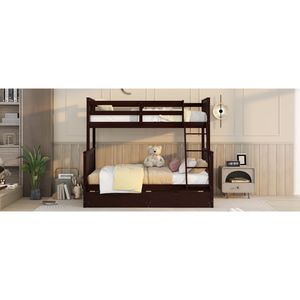 Espresso Twin Over Full Bunk Bed with Ladders and Two <b>Storage</b> <b>Drawers</b> Kids' Furniture (<b>Old</b> SKU LT000165AAP) - Product Image 4