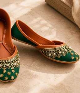 New Arrival Women Khussa Handmade Pumps Pakistani Traditional Flats Embroidered Comfortable Ladies Ethnic <b>Shoes</b> OEM ODM - Product Image 5