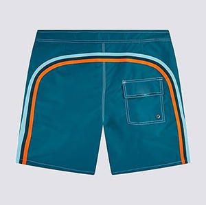 Men's <b>Teal</b> Solid Board Shorts Mid Waist Drawstring Closure Quick Dry Casual Style Woven Polyester Pockets Front Logo Breathable - Product Image 3