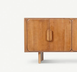 Aparador Pequeño Minimalista de Madera de Teca Maciza con Puertas Dobles, Almacenamiento Moderno para Comedor, Sala de Estar y Dormitorio - Product Image 4