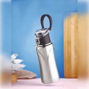 Ergonomic Stainless Steel Sports Water Bottle with Integrated Carry Handle Leakproof Reusable Metal <b>Flask</b> for Fitness Cycling - Product Image 1
