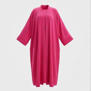 2025 OEM Kimono Abaya pour femmes musulmanes, en tissu polyester épais, doux et très extensible, col en V, manches longues, pour fêtes, Ramadan, mariages - Product Image 1