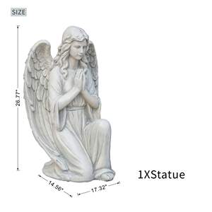 Estatua de Ángel Arrodillado Hecha a Mano, Escultura de Óxido de Magnesio de 26.77' para Decoración de Jardín Interior o Exterior - Product Image 4