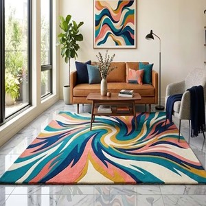 Modern Abstract Area Rug Luxury Hand Tufted Rug Styling Home Rug Wool Rug Cozy Rug Designer Living Room Rug Bed Room Home Decor - Product Image 1