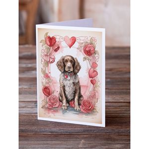 Whimsical A7 Tamaño 5x7 Water Spaniel Valentine Roses Tarjetas de notas en blanco Paquete de 8 con sobres Tarjetas de felicitación - Product Image 2