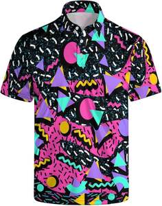 Polo para hombre, ligero, corte ajustado, estampado digital, tejido de punto de secado rápido, top de verano que absorbe la humedad - Product Image 1