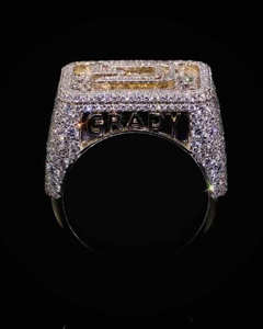 Luxury <b>Iced</b> Out Square Signet <b>Ring</b> Baguette Cut Moissanite Diamond Hip Hop Statement <b>Ring</b> Micro Pave Jewelry - Product Image 2