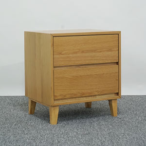 Mesa de Noche de Madera de Caucho Fabricada en Vietnam con 2 Cajones para Dormitorio, Soporte OEM/ODM, Muebles de Fábrica de Vietnam - Product Image 1