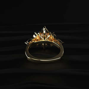 Élégante bague en moissanite marquise de 1,50 carat, en or massif, avec un design floral sur la tige, coupe excellente, incolore, bijoux de mariage - Product Image 5