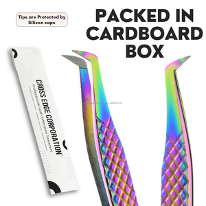 Personnalisé 45 °   65 °   90 °   Pince à cils courbée à pointe en fibre pour extensions de cils volume russe, outil professionnel - Product Image 5