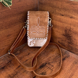 Nouvelle botte point Tan daim cuir téléphone pochette sac Western crédit porte-carte téléphone transporteur femmes bandoulière téléphone portable sacs - Product Image 3