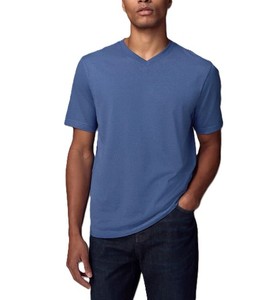 Personnalisez votre propre logo sur un t-shirt de sport en coton et polyester, couleur claire, col en V, manches courtes, vêtement d'été respirant et confortable - Product Image 1