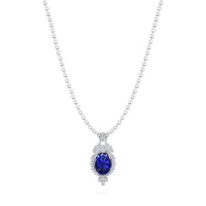 Venta Directa de Fábrica REYES, Collares con Colgante de Plata de Ley 925 con Moissanita Certificada GRA y Zafiro Azul - Product Image 5