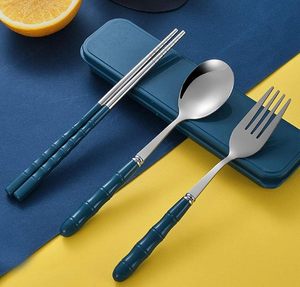 Stainless Steel Travel Cutlery Set with Spoon Fork <b>Chopsticks</b> Portable <b>Reusable</b> Utensil Kit with Anti Slip Handles and Storage - Product Image 5