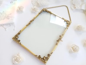 Rectangle Metal <b>Mirror</b> Frame <b>Gold</b> <b>Ornate</b> Vertical Decorative Wall Hanging - Product Image 1