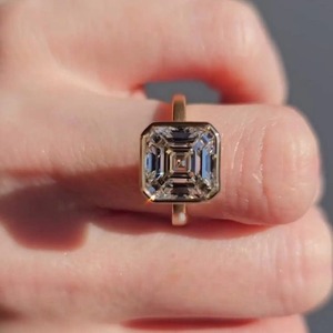 3CT Asscher Cut Moissanite <b>Ring</b>: Sterling <b>Silver</b> Bezel Set <b>Solitaire</b>, engagement <b>ring</b>, wedding <b>ring</b>, unique <b>ring</b>, handmade jewel - Product Image 4
