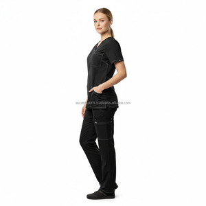 Conjunto de Uniforme Médico Personalizado de Fábrica con Etiqueta Tejida, Múltiples Bolsillos, Pantalón Jogger con Puño y Bolsillo Lateral, Elástico en Cuatro Direcciones para Personal Sanitario - Product Image 5