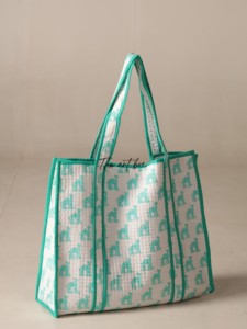 OEM Assorted Turquoise Camel Quilted Cotton Tote <b>Bag</b> - Unique Artisan <b>Reusable</b> Shopper Handbag - Product Image 1
