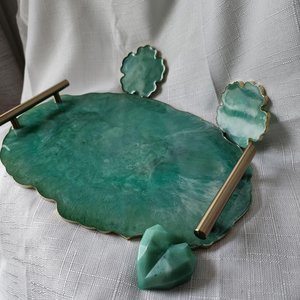 Multi Color Available Handmade Resin Bathroom <b>Vanity</b> <b>Tray</b> Perfume Jewelry Dresser Oval Serving <b>Tray</b> Home Decor Christmas - Product Image 3