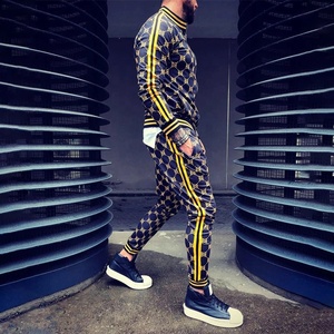 Winter Sale Men's Urban Front Zipper Enclosure Track Suit With Ribbed Hem & Cuff Zip <b>Up</b> Printed Fabric Sublimated Sweat Suit Set - Product Image 4